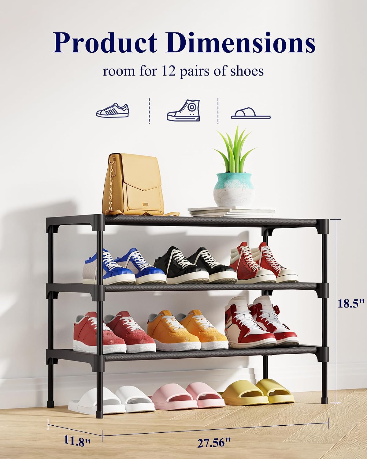 Kitsure 3-Tier Shoe Rack