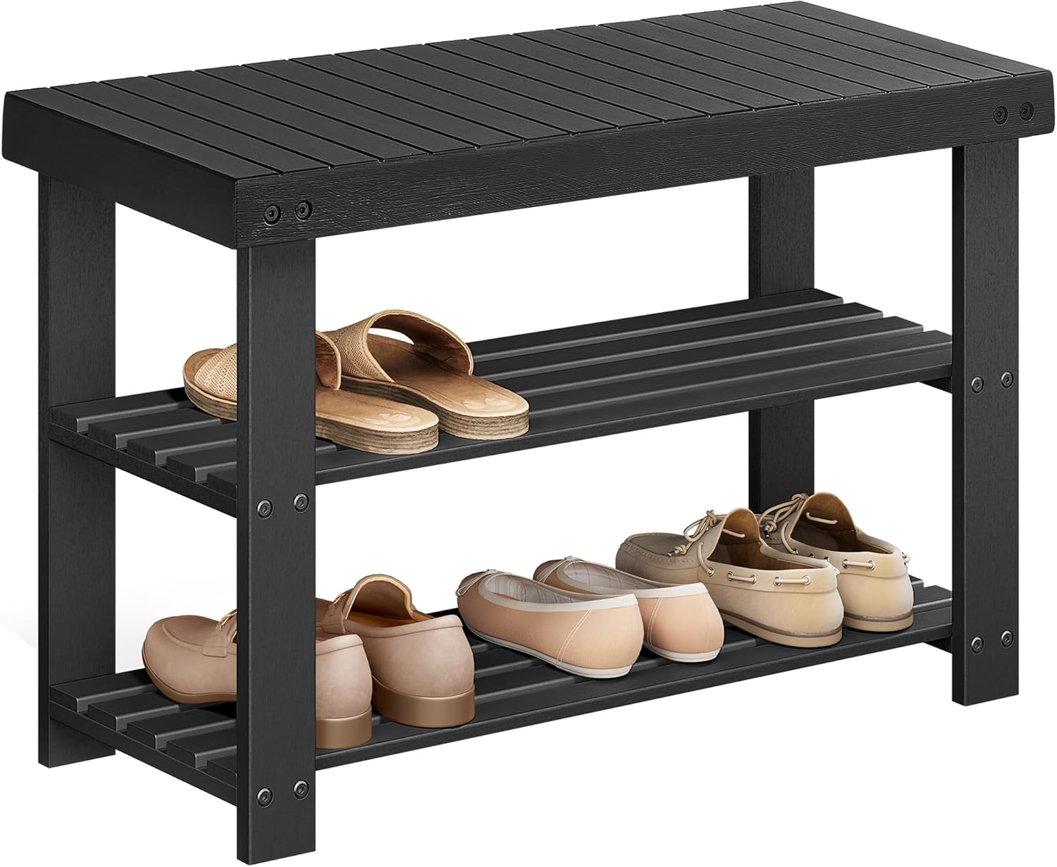 SONGMICS 3-Tier Bamboo Shoe Bench