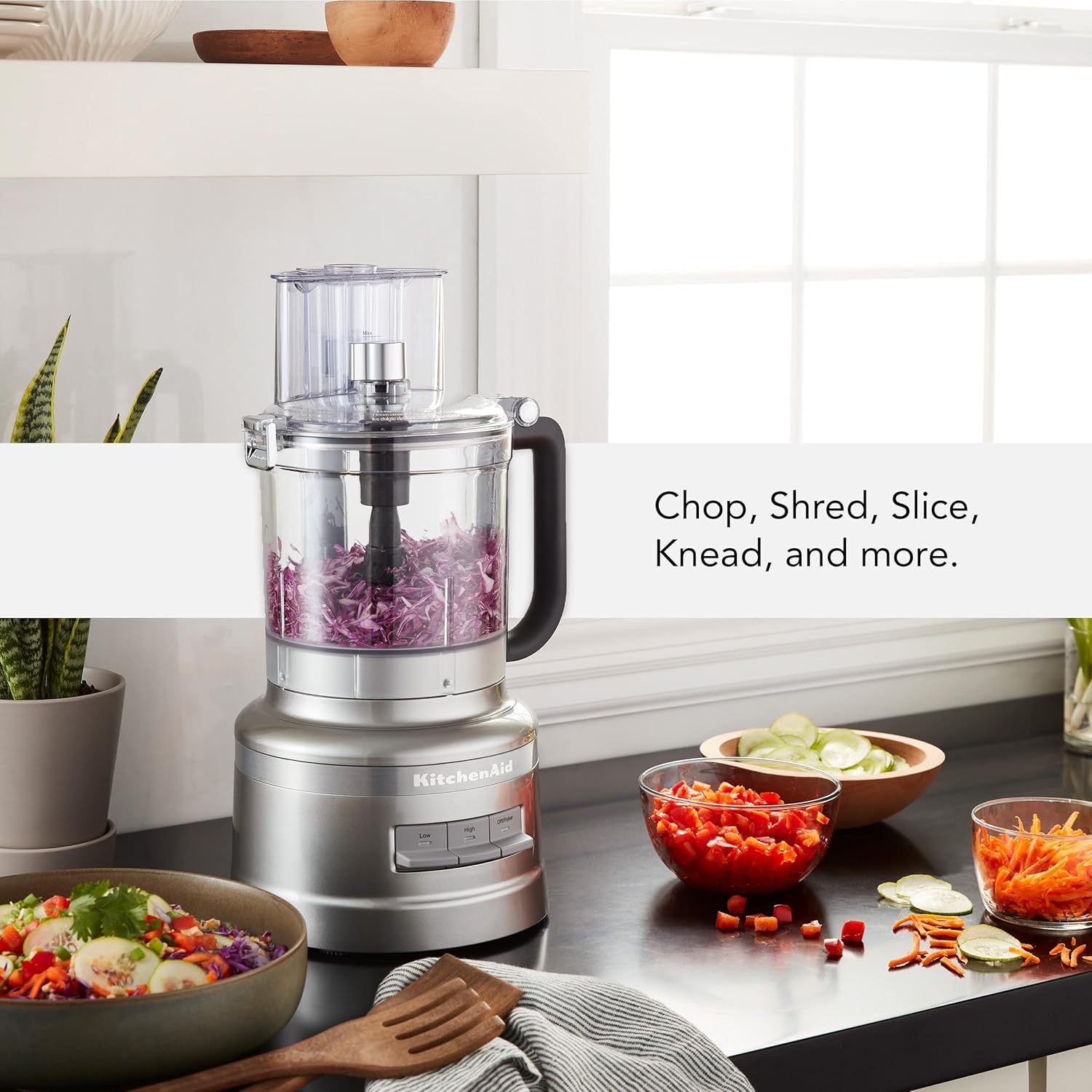KitchenAid 13-Cup Food Processor KFP1318 Contour Silver with attachments