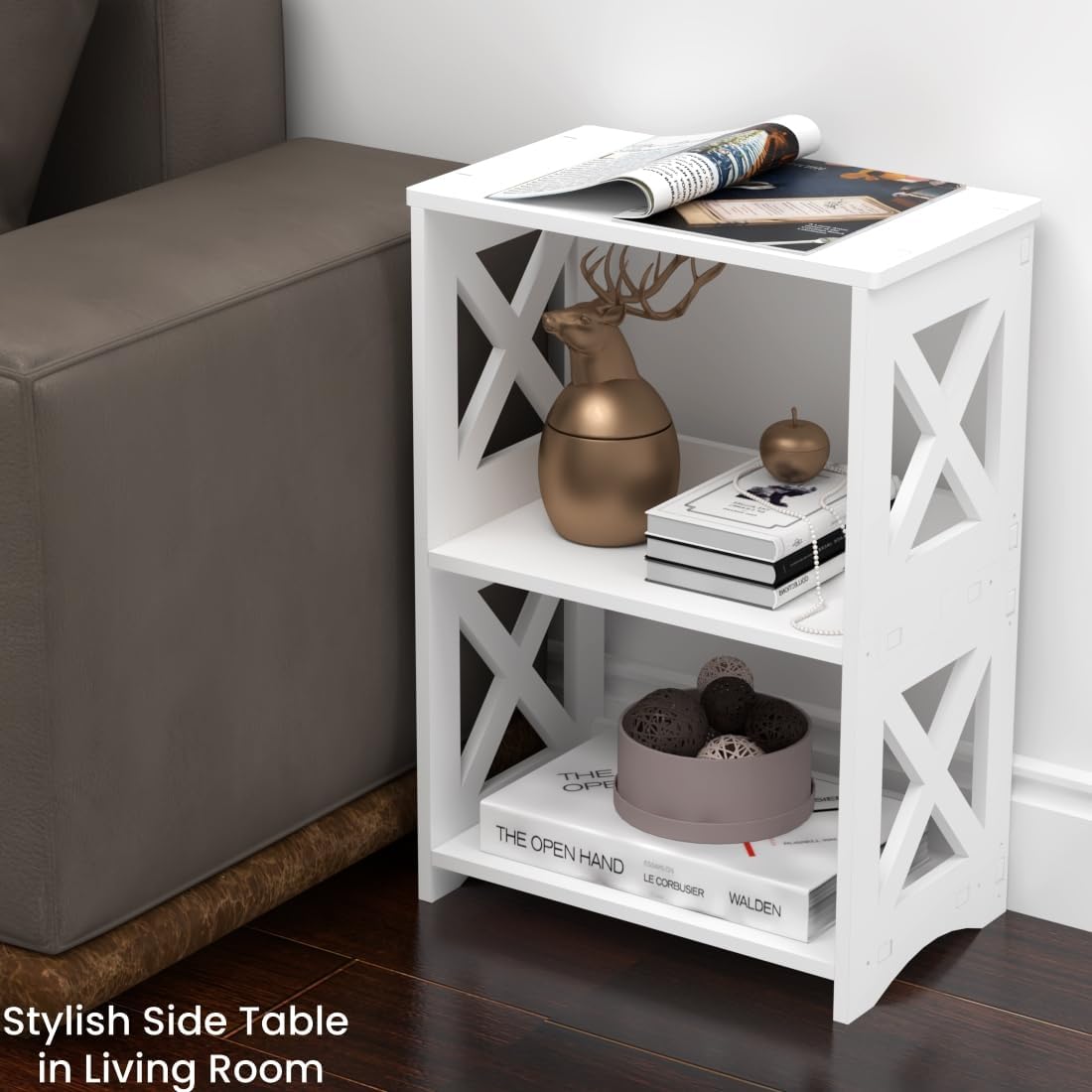 LUCKNOCK 3-Tier Narrow Side Table & Shoe Rack